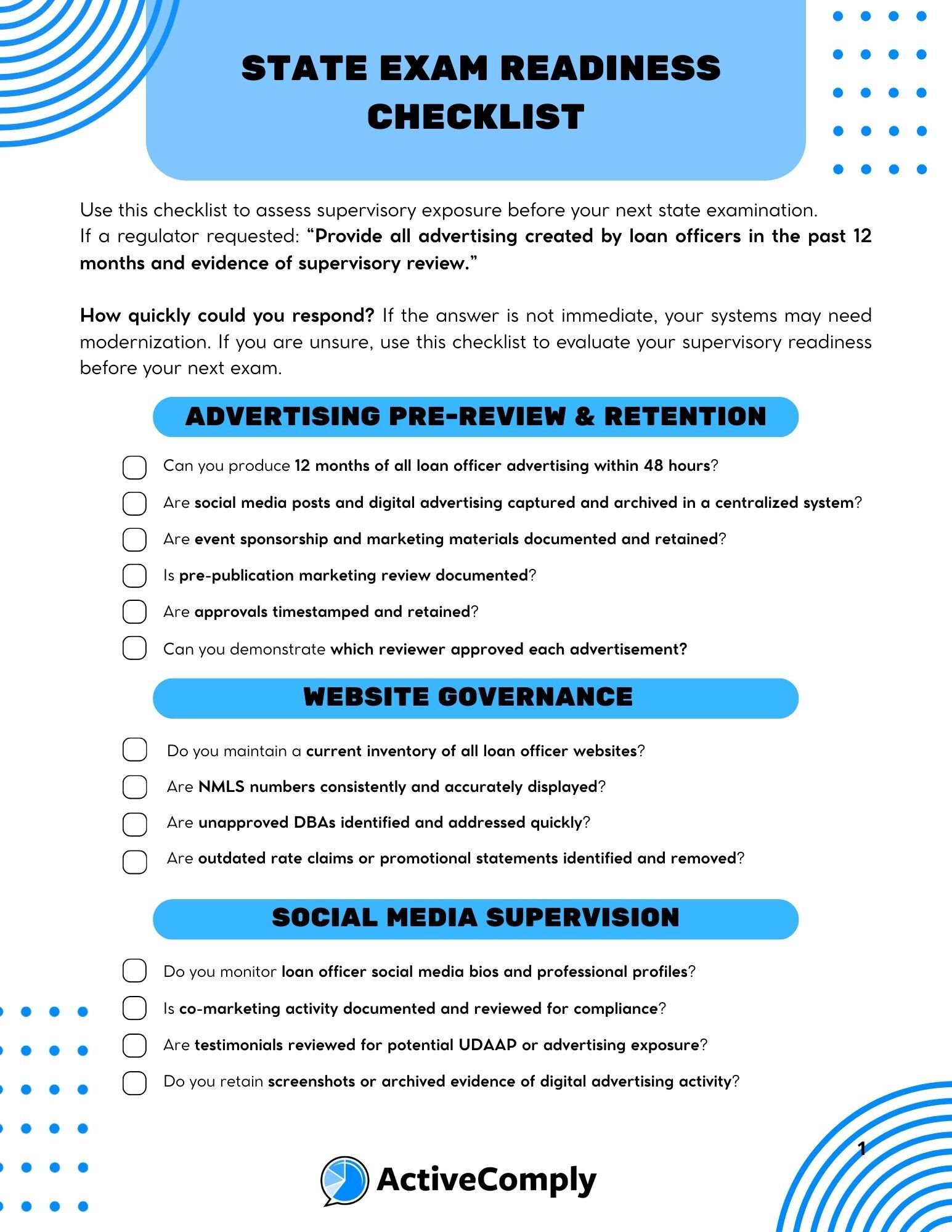 State Exam Checklist