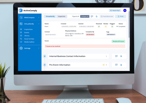 virtualverify events screen